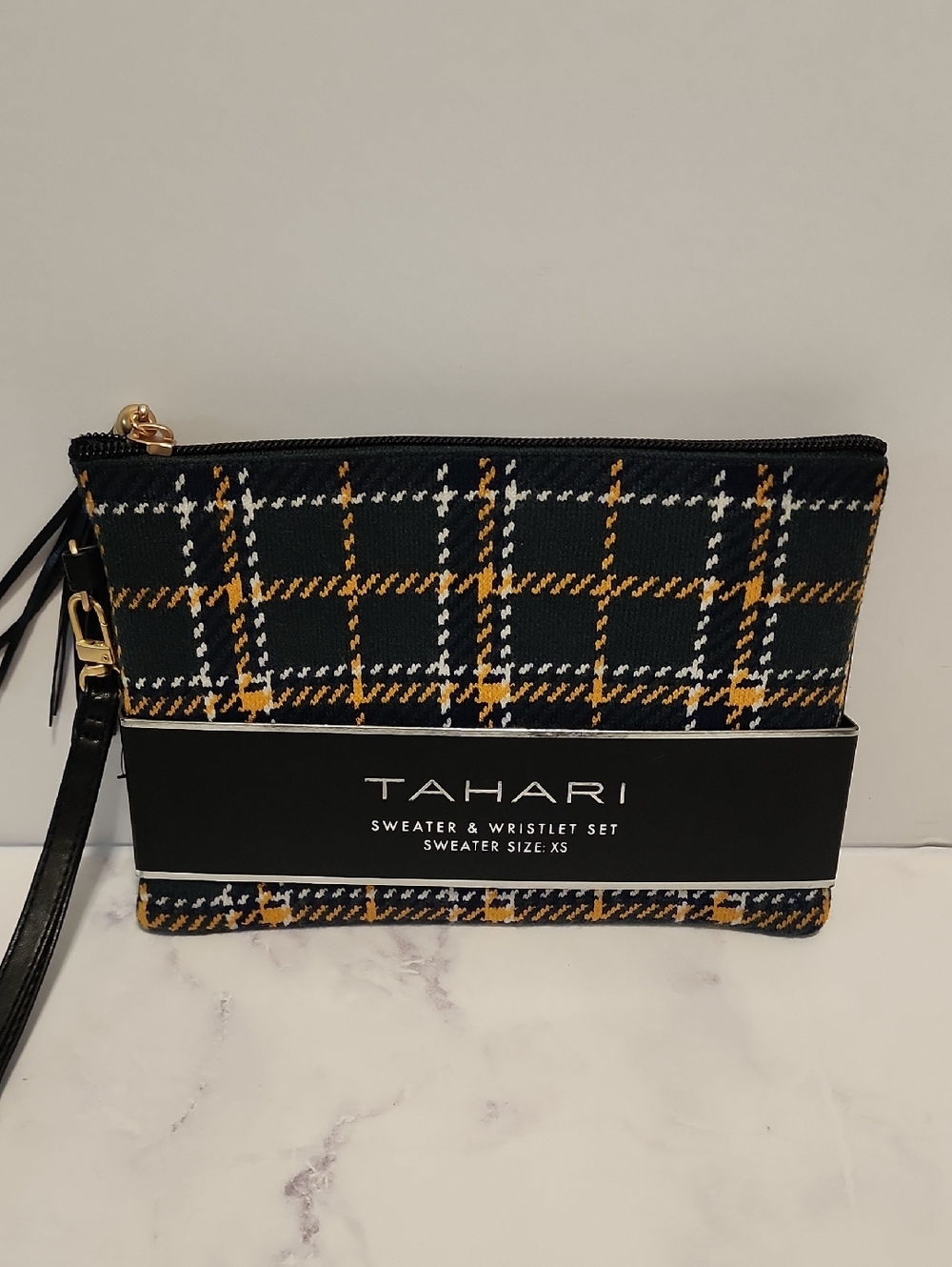 Tahari Black and Yellow Plaid Wristle